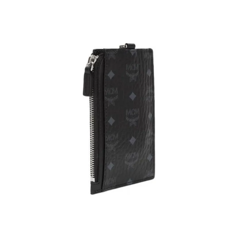 MCM Visetos Leather Coin Purses Card Holders Men's Black-1
