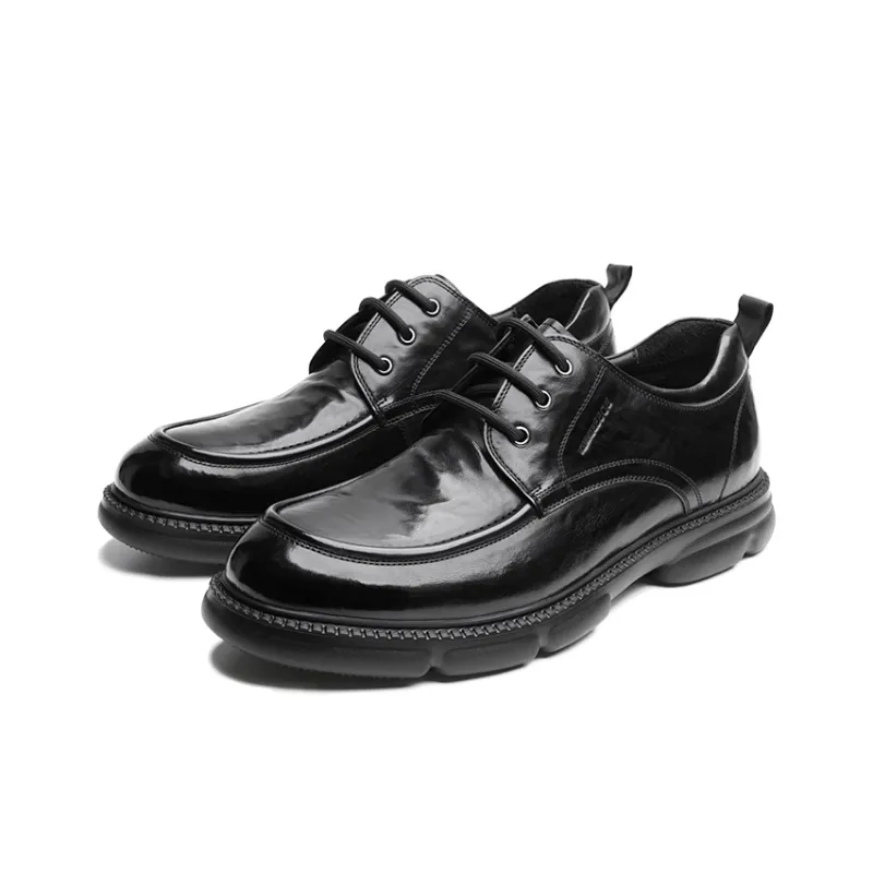 BOSSSUNWEN Dress Shoes Men Low Top Black-1
