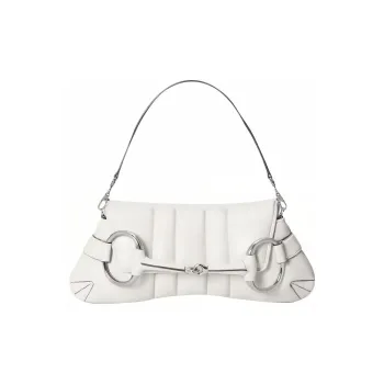 GUCCI Horsebit 1955 Leather Reproduction Shoulder Bag Shoulder Bag Clutch Women's White
