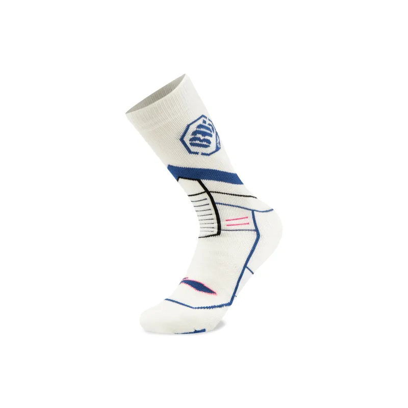 LiNing Basketball Collection Mid Calf Socks Unisex 1 Pack White/Multicolor Blue-0