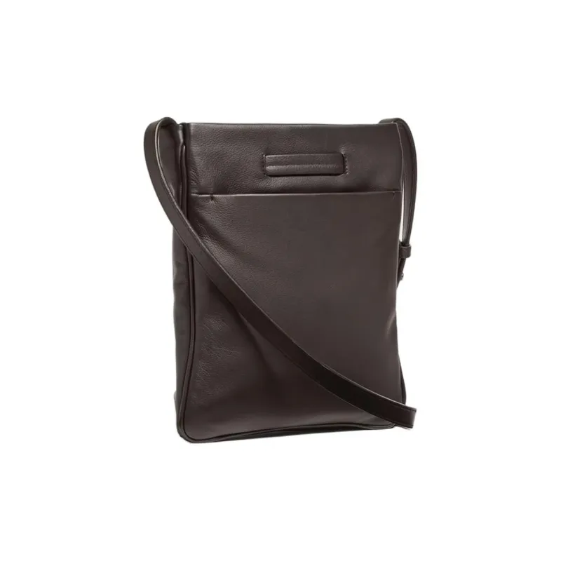 Zegna Cow Leather Shoulder Bag Crossbody Bag Men's Dark Brown-1
