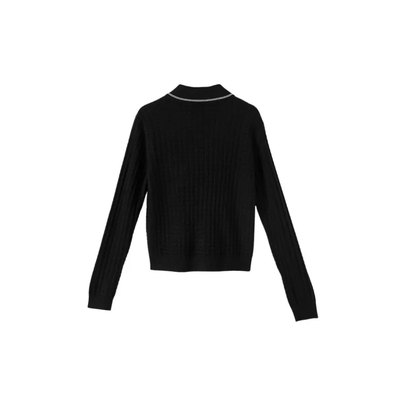 Late White Wool Knitwear Women's Black-2
