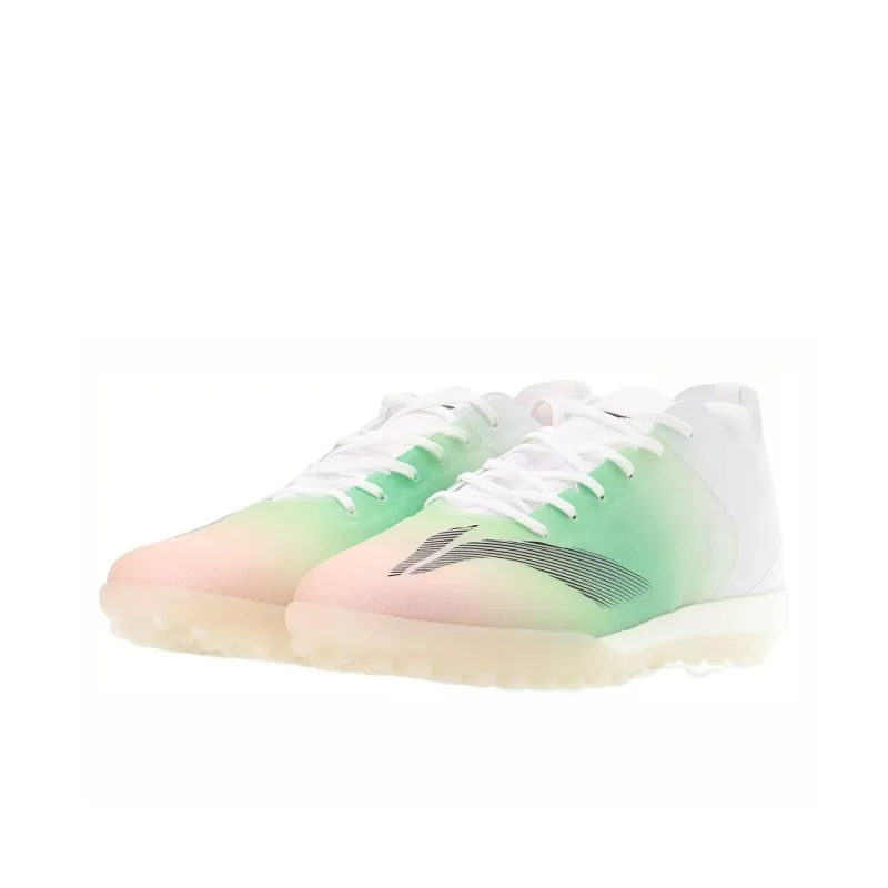 LiNing TF Rubber Broken Studs Indoor Cushioning, Slip Resistant, And Abrasion Resistant Soccer Shoes Men's White Green-2