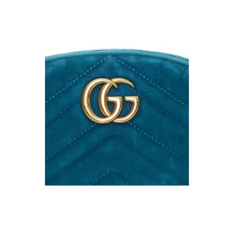 GUCCI GG Marmont Velvet Sling Bag Fanny Pack Women's Turquoise-4