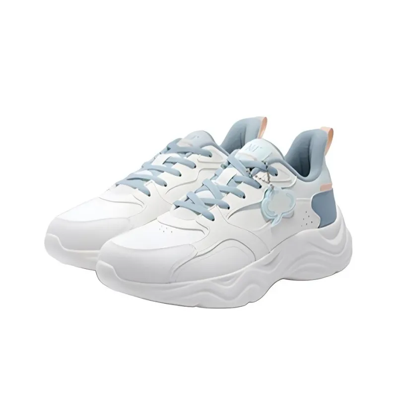 361° Linglong Series Cushioned Wear-Resistant Water-Resistant Low-Top Casual Running Shoes Women's White Blue-1