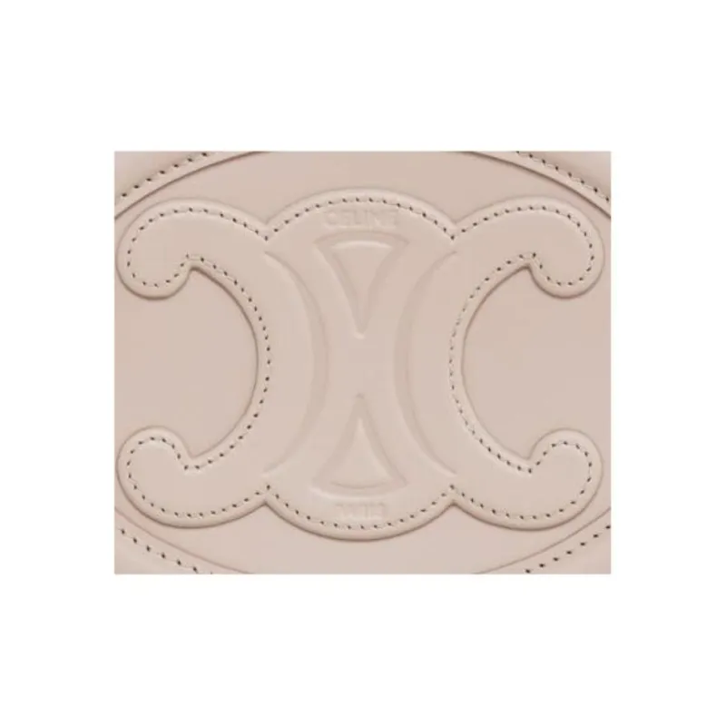 CELINE Cuir Triomphe Smooth Calf Leather Mooncake Bag Wallet Shoulder Bag Crossbody Bag Regular Women's Light Pink-4