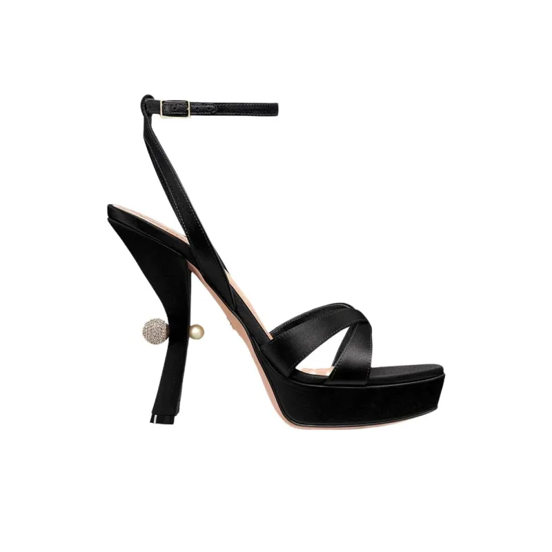 DIOR Tribales One Strap Sandals 12cm Women's Black-1