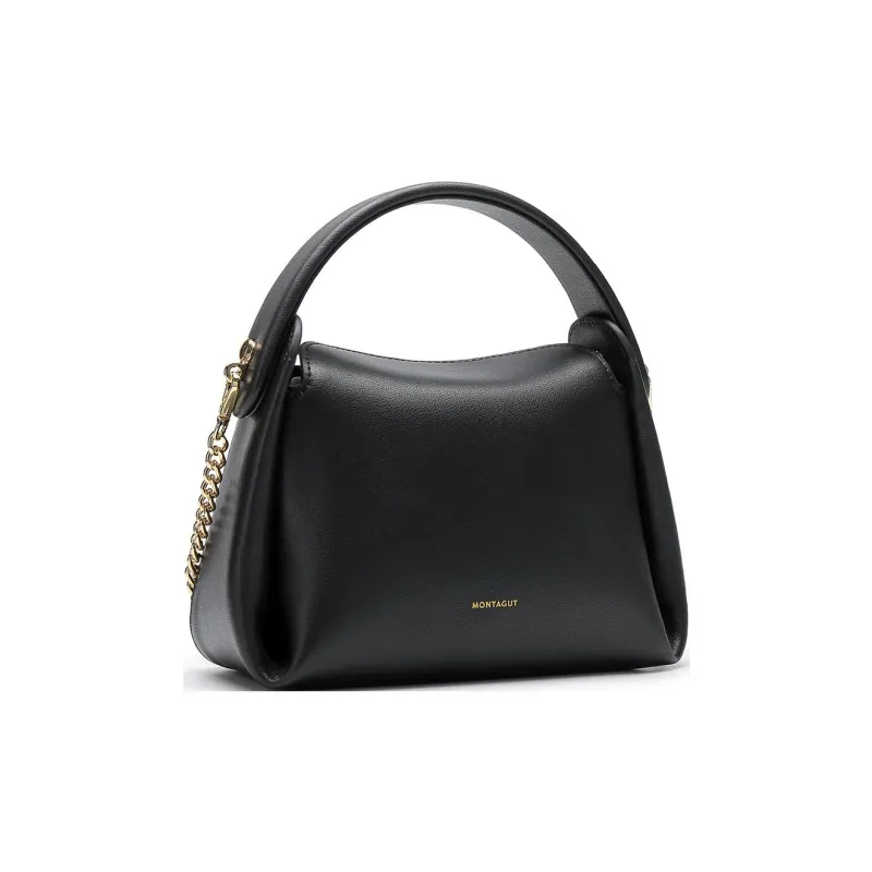 Montagut Cow Leather Handbag Regular Women's Black/Silver/Light Green-1