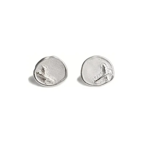M.Wong 925 Sterling Silver Burned White Distressed Stud Earrings Unisex