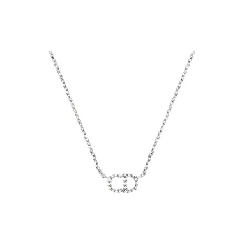 DIOR Metal, White Faux Crystal Necklaces Unisex Silver