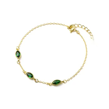 NATURALLYJOJO S925 Silver Bracelets Women's Gold/Green