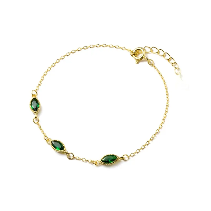 NATURALLYJOJO S925 Silver Bracelets Women's Gold/Green-0