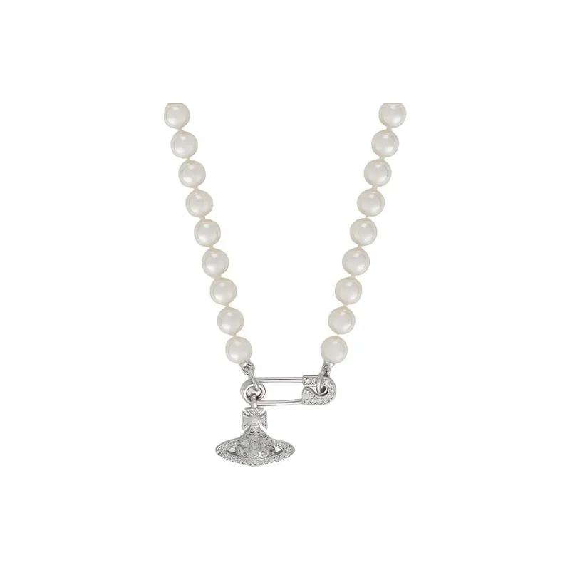 Vivienne Westwood Brass Glass Necklaces Women's Silver-0