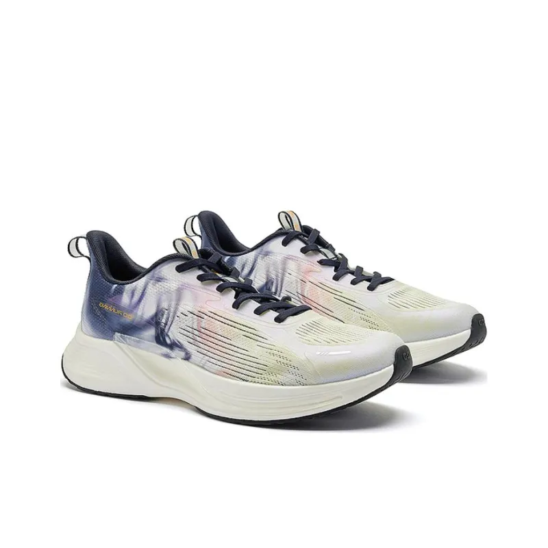 QIAODAN Slip Resistant Low Top Running Shoes Men's White Blue-3