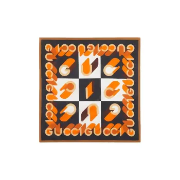 GUCCI Silk Scarves Men's Black/Orange