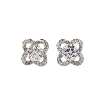 Stone On The Line 925 Silver Moissan Stud Earrings Women's
