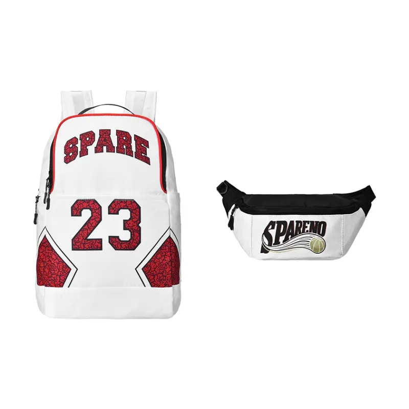 Spare No Pains. Polyester Backpack Basketball Backpack Regular Unisex White-7