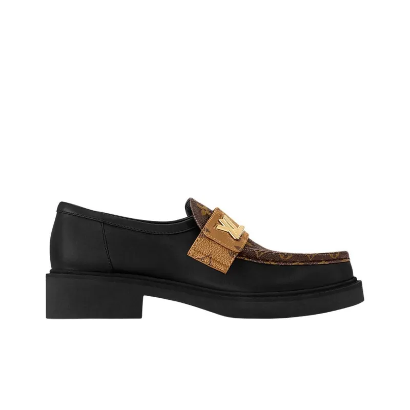 LOUIS VUITTON Academy Loafers Women's Black Brown-1