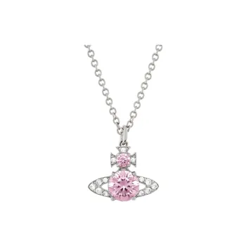 Vivienne Westwood Brass Faux Crystal Necklaces Unisex Silver