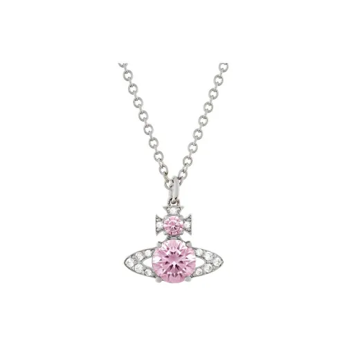 Vivienne Westwood Brass Faux Crystal Necklaces Unisex Silver