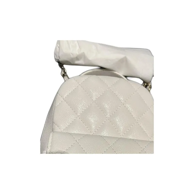 CHANEL Litchi Grain Cow Leather Backpack Mini Women's White-2