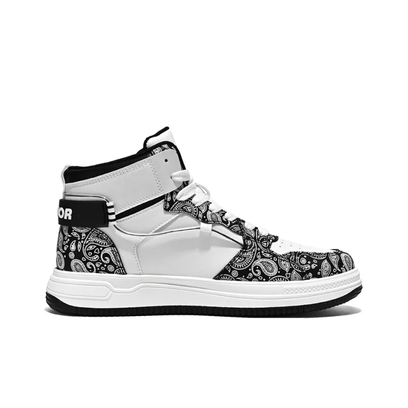 Warrior Slip Resistant And Abrasion Resistant Support High Top Skateboard Shoes Unisex White Black-1