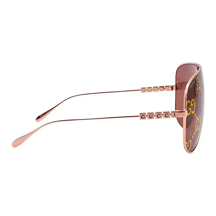 GUCCI Mask Sunglasses Shiny Rose Gold Toned Metal Frame-1
