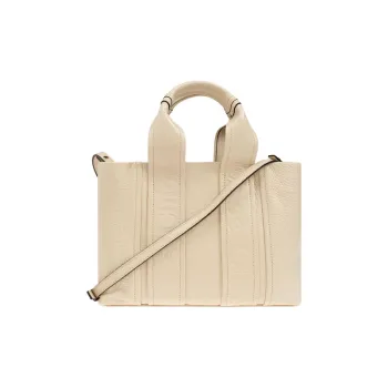 Chloe Woody Calfskin Shoulder Bag Crossbody Bag Handbag Small Size Women's Cream
