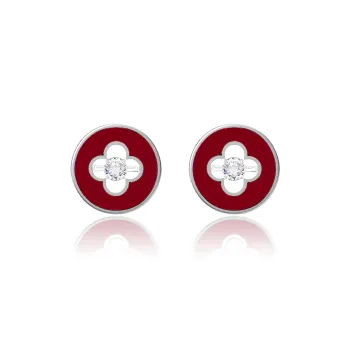 YYOGURT S925 Silver China Red Turquoise Stud Earrings Women's