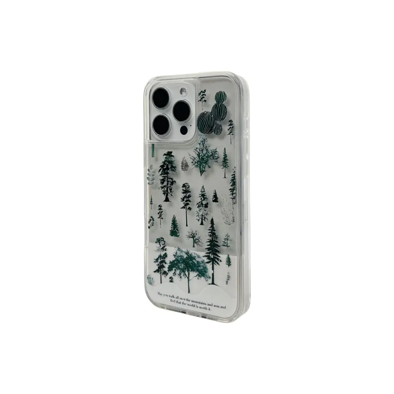Wei Xin Acrylic Material Pine Tree Snowflake Lava Phone Cases Compatible With IPhone 16/15 Pro Max/Apple 13/14 Pro/Max-2