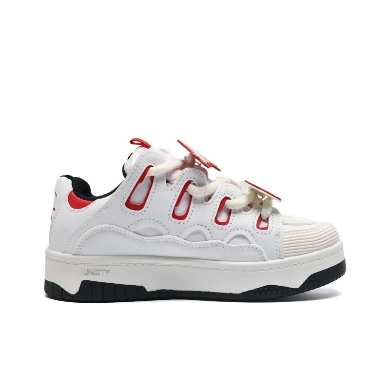 UNIITY Skateboard Shoes Unisex Low Top White Black/White Red-17