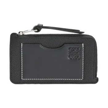 LOEWE Soft Grain Cow Leather Card Holder Women's Black