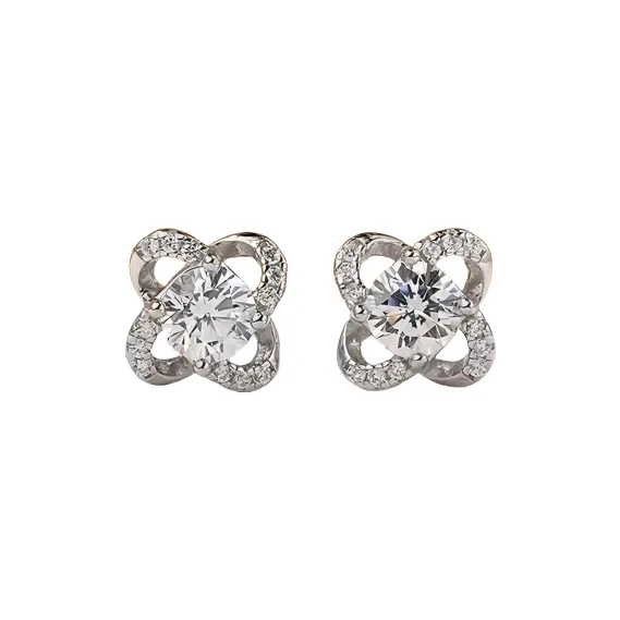 Stone On The Line 925 Silver Moissan Stud Earrings Women's-3