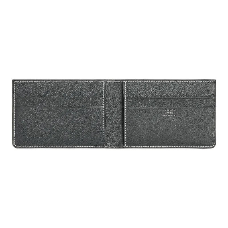 HERMES H Sellier Evercolor Leather Card Holder Women's H0 Misty Gray-1