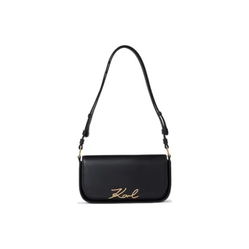 warmth LAGERFELD Leather Shoulder Bag Women's Black