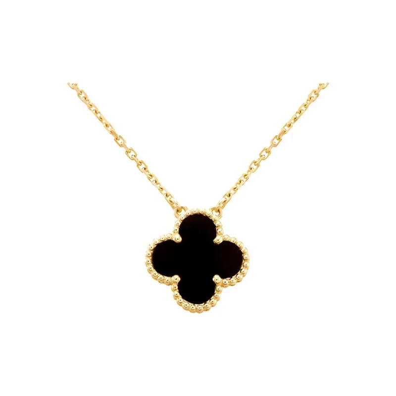 Van Cleef & Arpels 2010s 18K Yellow Gold Alhambra Diamond Necklace-0