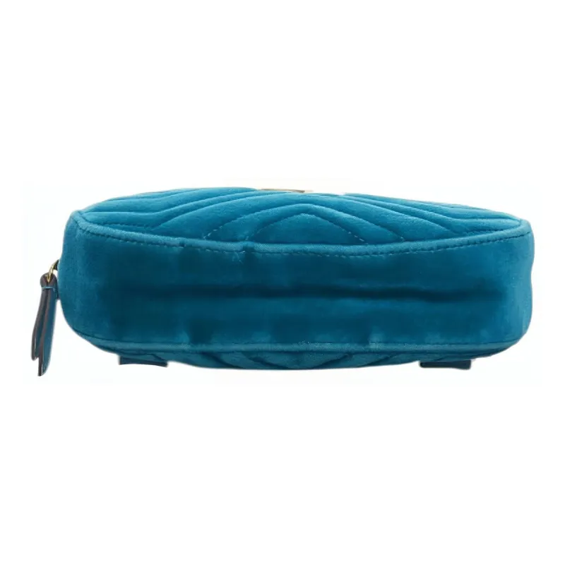 GUCCI GG Marmont Velvet Sling Bag Fanny Pack Women's Turquoise-3