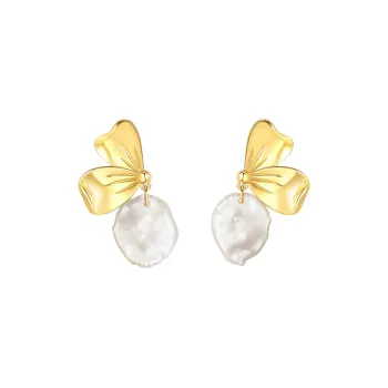 BABYBEI 925 Sterling Silver, Baroque Pearl Clip On Earrings Women's