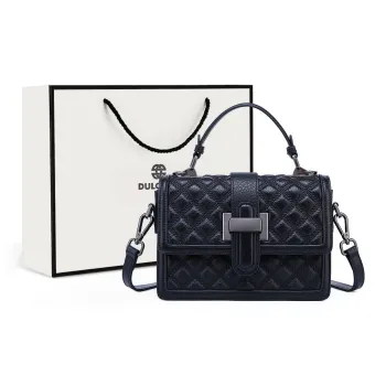 DULOREN Cow Leather Crossbody Bags Handbags Medium Size Women's Black/White