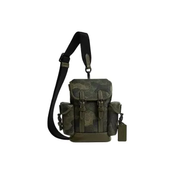 COACH Hitch Coated Canvas Shoulder Bag, Crossbody Bag Mini Men's Green Camouflage