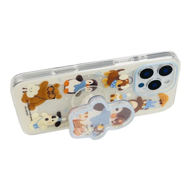 Wei Xin Acrylic Material Scarf Animal Stand Phone Cases Compatible With IPhone 16/15 Pro Max/Apple 13/14 Pro/Max-3