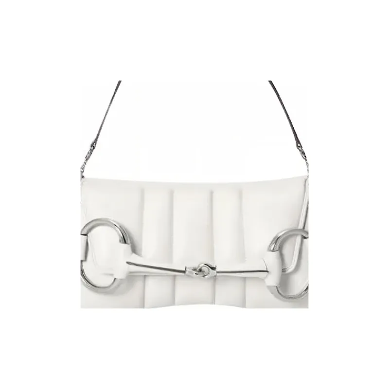 GUCCI Horsebit 1955 Leather Reproduction Shoulder Bag Shoulder Bag Clutch Women's White-1