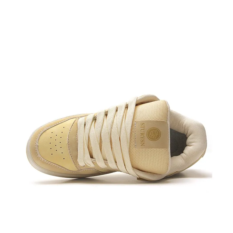 STUR YSN Wear resistant And Lightweight Low Top Skateboard Shoes Women's Almond Yellow-5
