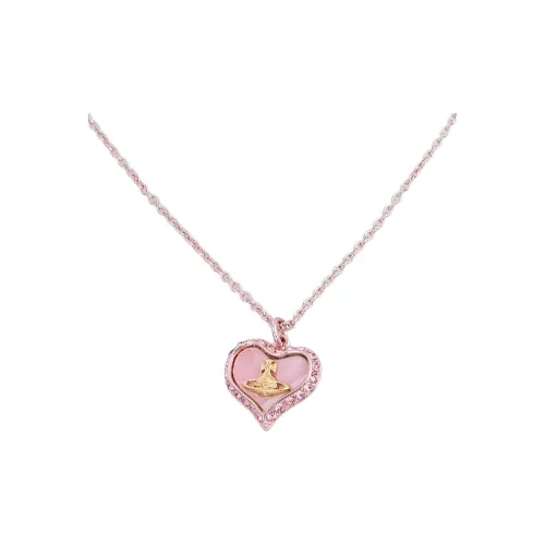 Vivienne Westwood Glass Pearl Brass Necklaces Women's Pink