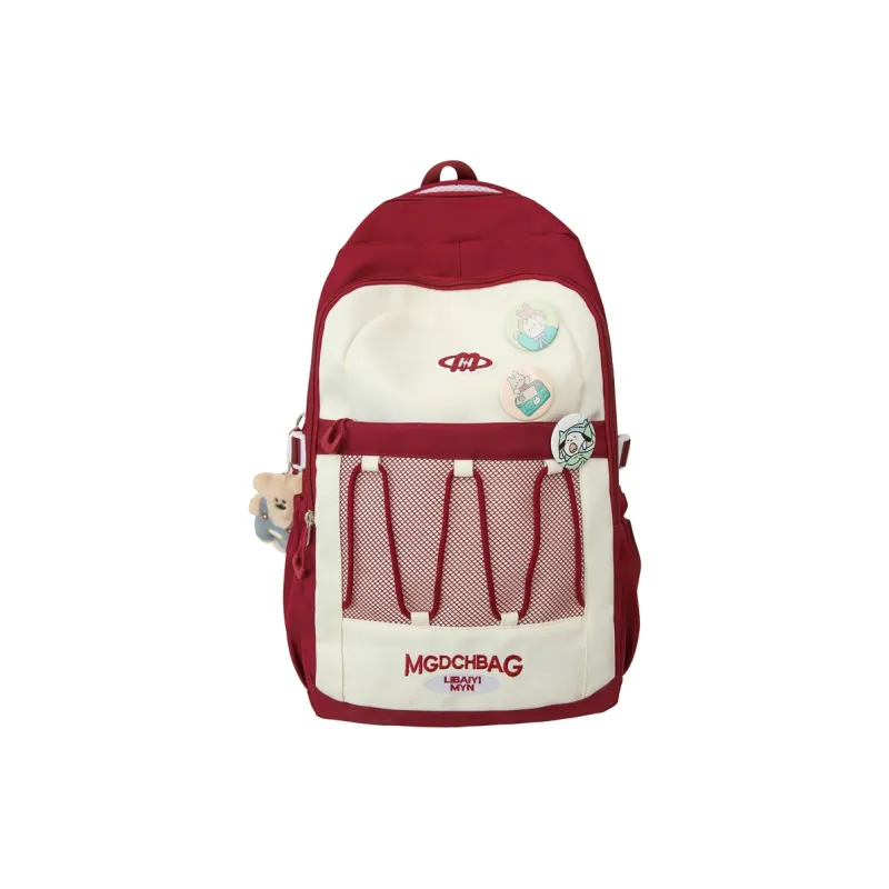 GOBLIN SHARKS 1759 Nylon Backpack Unisex Black Pink/Red/Khaki-8