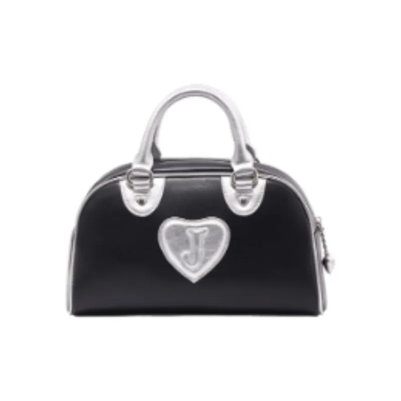 JUZI PU Boston Bag Shoulder Bag Crossbody Bag Handbag Medium Size Women's Black/Silver/Pink-2
