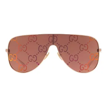 GUCCI Mask Sunglasses Shiny Rose Gold Toned Metal Frame