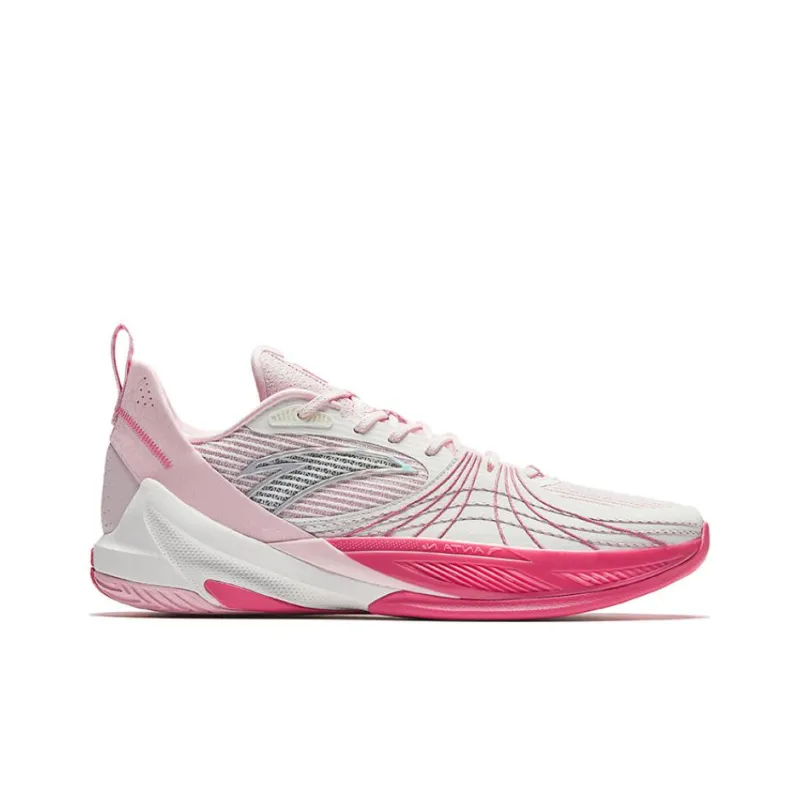 Anta Speed Decision 6 Anti Slip And Wear Resistant Breathable Low Top Basketball Shoes Men's Pink White-1
