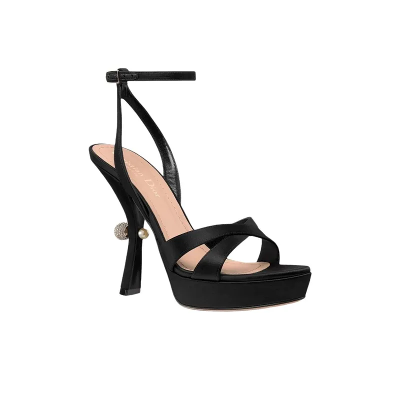 DIOR Tribales One Strap Sandals 12cm Women's Black-2