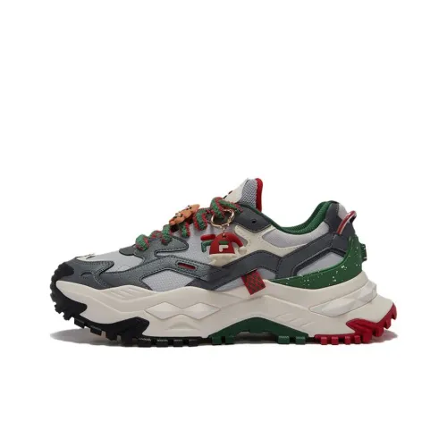 FILA FUSION BIANCO Cushioned Slip Resistant Height Increasing Wear Resistant Low Top Running Shoes Men's Gray Green
